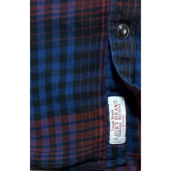 Johnny Cash Upcycled Flannel Lucky Brand Shirt Mens Size XL Patriotic Country - Picture 5 of 9